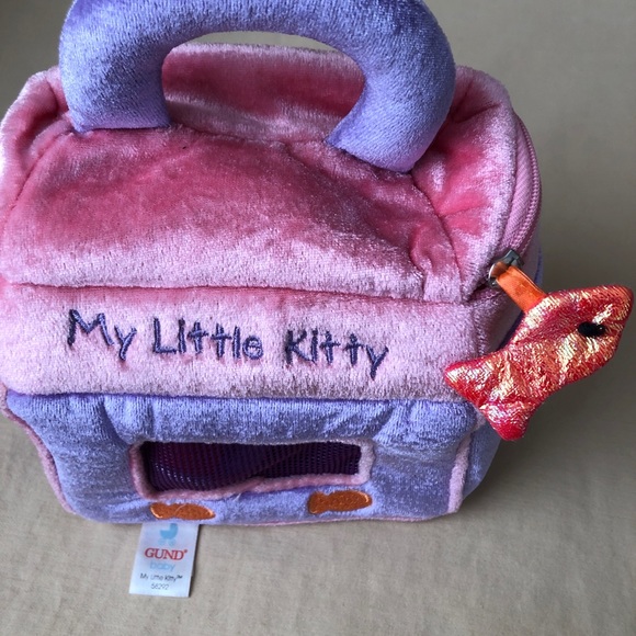 My Little Kitty Gund Zip Up Carrying Case with White Cat Dish and Ball Fabric - Picture 11 of 14